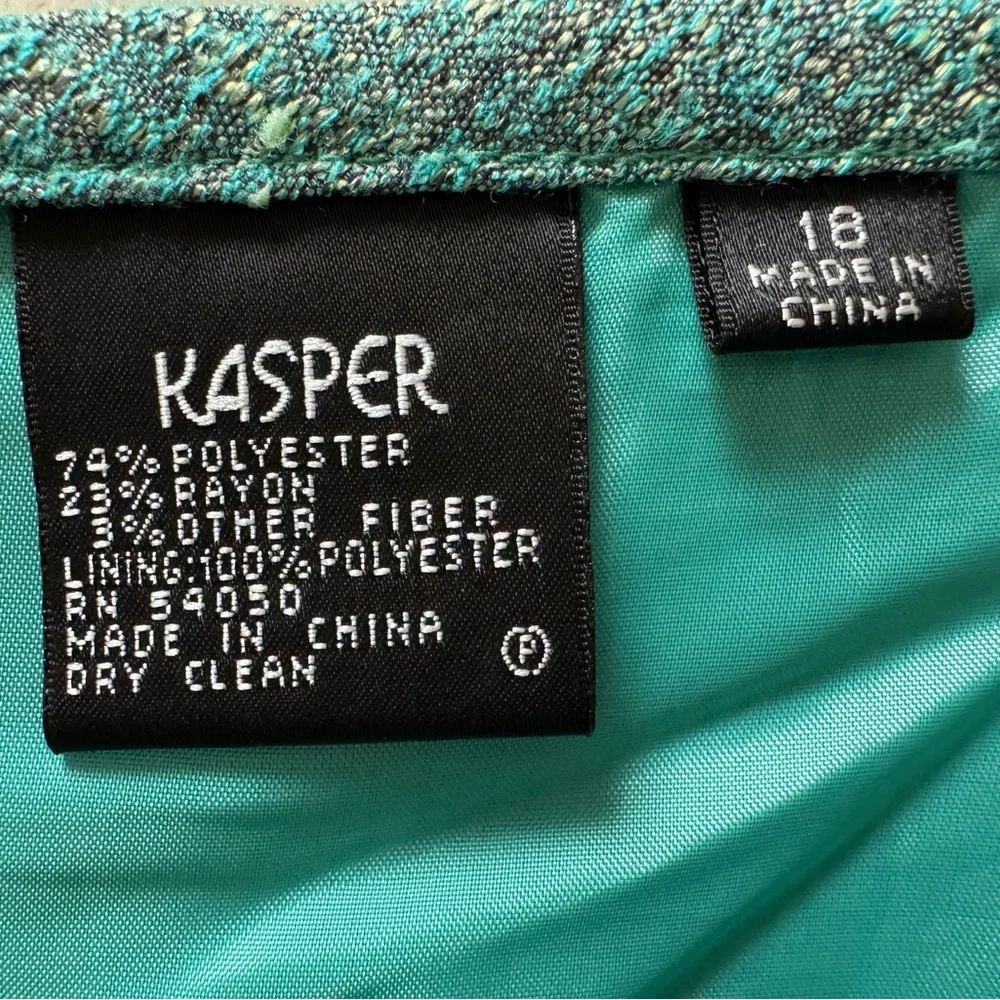 Kasper 18 Metallic Teal Boucle Tweed Skirt - Picture 3 of 3